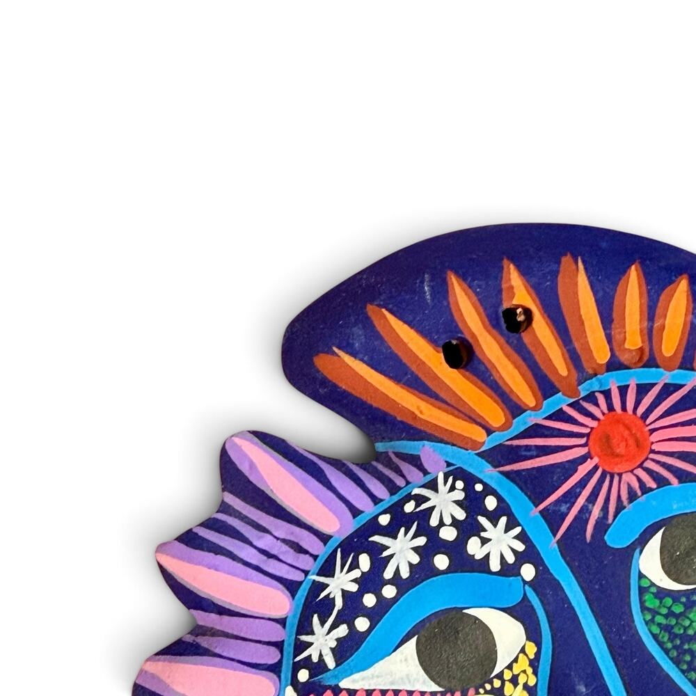 Talavera Made in Mexico Clay Folk Art Sun Moon Wall Hanging Souvenir Decor - Picture 4 of 6